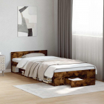 Voodiraam ladustamisega Suitsutatud tamm 80 x 200 cm Tehispuit