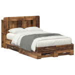 Voodiraam ladustamisega peaga Vana puit 120 x 190 cm Tehispuit