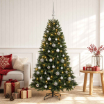 Tehisj&otilde;ulukuusk koos kaunistustega 120 cm 150 LED-i Soe valge