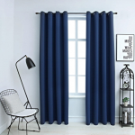 Pimendavad kardinad metallr&otilde;ngastega 2 tk, sinine, 140 x 245 cm
