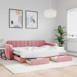 DIIVANVOODI V&Auml;LJAT&Otilde;MMATAVA OSAGA, ROOSA, 80X200 CM, SAMET