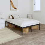 Metallist voodiraam, must, 135x190 cm
