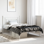 Metallist voodiraam peatsiga, valge, 107x203 cm