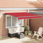 Automaatne sisset&otilde;mmatav varikatus led-dega punane 300x250 cm, varikatuse asenduskangas 3x2.5 m raami jaoks punane