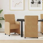 Ratastega S&ouml;&ouml;gi-toolid 2 tk Pruun 58 x 65 x 98 cm Samet
