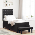 Kontinentaalvoodi madratsi ja peatsiga must 80 x 200 cm samet