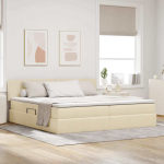 Voodi hoiukohaga ja madratsiga Kreem 200 x 200 cm Tehispuit