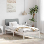 Voodiraam peatsiga Valge ja helehall 80 x 200 cm M&auml;nnipuit