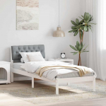Voodiraam peatsiga Valge ja helehall 80 x 200 cm M&auml;nnipuit