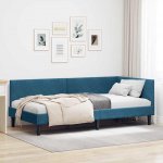 Nurga voodiraam peatsiga Sinine 100 cm x 200 cm Samet