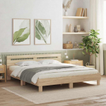 Voodiraam LEDiga peaga Sonoma 193 x 203 cm Tehispuit