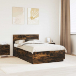 Voodiraam peatsiga suitsetatud tamm 135 x 190 cm tehispuit