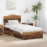 Voodiraam peatsiga sahtliga Vana puit 90 x 200 cm Tehispuit