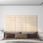 Seinapaneelid 12 tk, kreemjas, 60 x 15 cm, samet, 1,08 m&sup2;