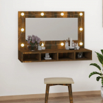 Peegelkapp suitsutatud tamm LEDiga 90x31,5x62 cm