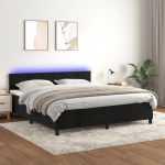 Kontinentaalvoodi madrats ja LED, must, 160x200 cm, samet