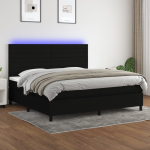 Kontinentaalvoodi madrats ja LED, must, 200x200 cm, kangas