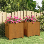 Jalgadega taimekastid, 2 tk, rooste, 42x40x43 cm, corten teras