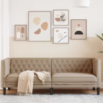 Chesterfieldi diivan, 3-kohaline, cappuccino-v&auml;rvi, kunstnahk