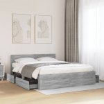 Voodiraam peatsiga, hall sonoma tamm, 160 x 200 cm, tehispuit