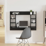 Seinale kinnitatud laud must tamm 105 x 48 x 75 cm tehispuit
