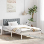 Voodiraam peatsiga Valge ja helehall 100 x 200 cm M&auml;nnipuit