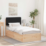 Voodiraam Pehme Peatoega peaga Must 100 x 200 cm Tahke m&auml;nd