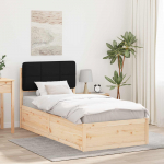 Voodiraam Pehme Peatoega peaga Must 100 x 200 cm Tahke m&auml;nd