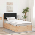 Voodiraam Pehme Peatoega peaga Must 100 x 200 cm Tahke m&auml;nd