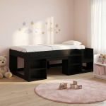 Laste voodiraam koos ladustamisega Must tamm 90 x 200 cm