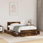 Peatsiga voodiraam Suitsutatud tamm 80 x 200 cm Tehispuit