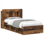 Voodiraam ladustamisega peaga Vana puit 90 x 190 cm Tehispuit