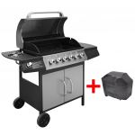GAASIGRILL 6 + 1 K&Uuml;PSETUSTSOONIGA, MUST JA H&Otilde;BEDANE