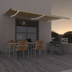 K&auml;sitsi sisset&otilde;mmatav varikatus LED, 600x300 cm, kollane, valge