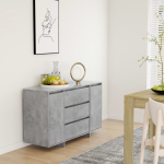 Puhvetkapp 3 sahtliga betoonhall 120x41x75 cm tehispuit