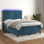 Kontinentaalvoodi madrats, LED, tumesinine, 140x190 cm, samet