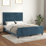 Voodiraam ilma madratsita tumesinine 140x190 cm samet