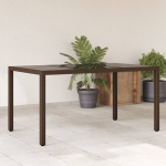 Aialaud klaasplaadiga, pruun, 150x90x75 cm, pol&uuml;rotang