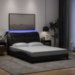 Voodiraam LED-tulega, must, 120 x 200 cm, kangas