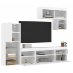 6-osaline telerikappide komplekt led-tuledega, valge, tehispuit