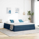 Voodi hoiukohaga ja madratsiga Sinine 160 x 200 cm Pol&uuml;ester