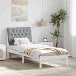 Voodiraam Pehme Peatoega peaga Valge 75 x 190 cm M&auml;nnipuit