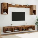 TV seinakapid koos LED-iga LEDiga 6 tk Vana puit Tehispuit
