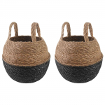 K&auml;siga taimepott 2 pcs Must &Oslash; 22 x 20 cm 100% Mererohi