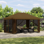 Paviljon 4 &times; 3 m Pruunikashall Pol&uuml;ester ja teras 190