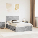 Voodiraam sahtliga peaga betoonhall 135 x 190 cm inseneripuit
