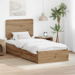 Voodiraam peatsiga sahtliga K&auml;sit&ouml;&ouml;puu 90 x 190 cm Tehispuit