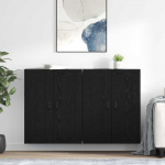 Seinale kinnitatav kapp 2 tk must tamm 69,5 x 34 x 90 cm