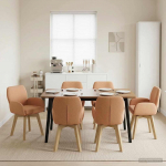 P&ouml;&ouml;rlevad Toiduainete Toolid 6 pcs Boucl&eacute; Beež 54 x 58 x 87 cm