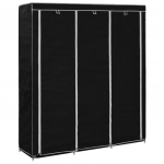 Sektsioonide ja torudega kapp, must, 150 x 45 x 175 cm, kangast